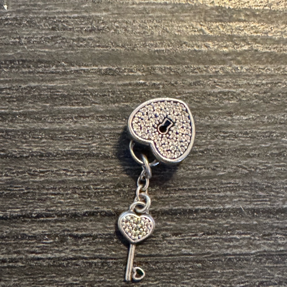 Heart key dangle charm